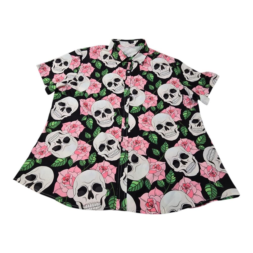 Unbranded Men's Shirt Skulls & Roses Size 3XL